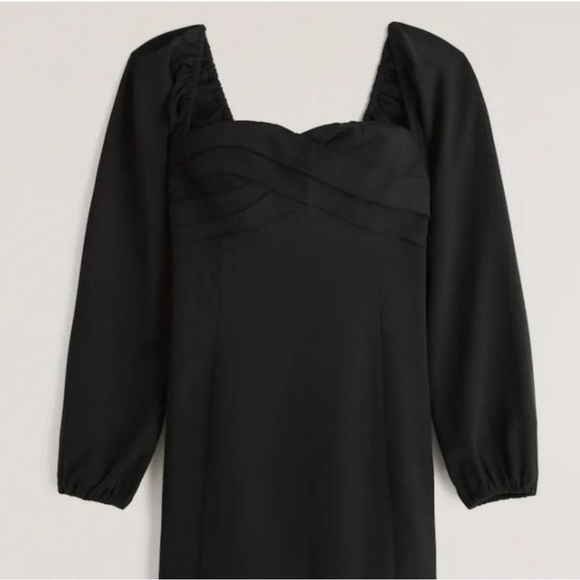 Long Sleeve Draped Bodice Mini Dress - Picture 2 of 4